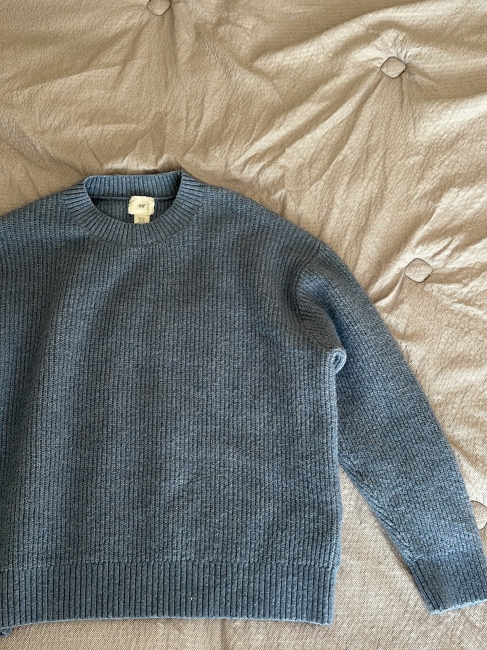 Women’s Crewneck Ribbed Knit Sweater in Slate Blue